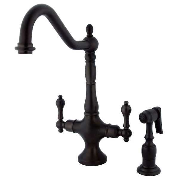KS1775ALBS Heritage 2-Handle Kitchen Faucet W/ Brass Sprayer, Bronze